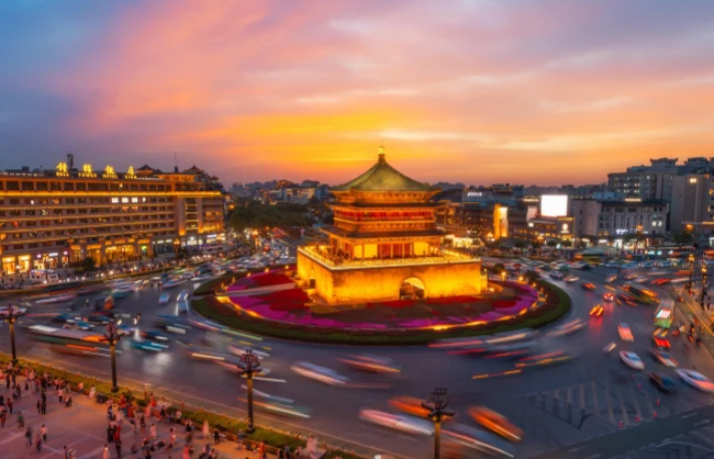 Xi'an Bell Tower at dusk