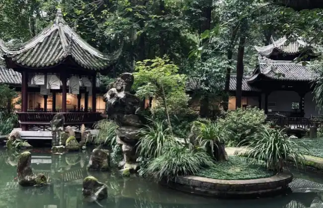 Dufu-Thatched-Cottage-pool - China Xian Tour: Private & Tailor-Made China Tours Dufu-Thatched-Cottage-pool
