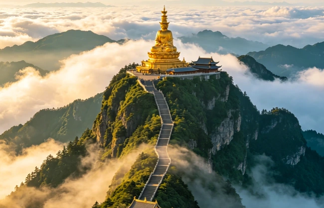 golden-summit-in-the-sea-of-cloud | China Xian Tour: Private & Tailor-Made China Tours golden-summit-in-the-sea-of-cloud