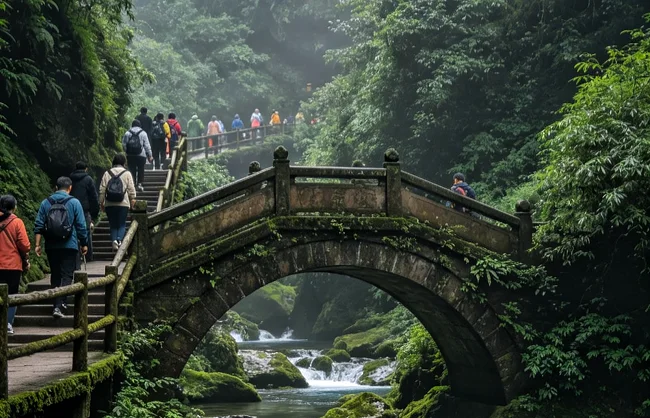 hiking-in-mount-emeis-lush-forest | China Xian Tour: Private & Tailor-Made China Tours hiking-in-mount-emeis-lush-forest