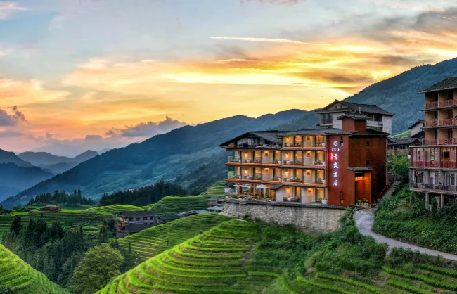 longji-rice-terraces-hotel | China Xian Tour: Private & Tailor-Made China Tours Longji Rice Terraces hotel with mountain view