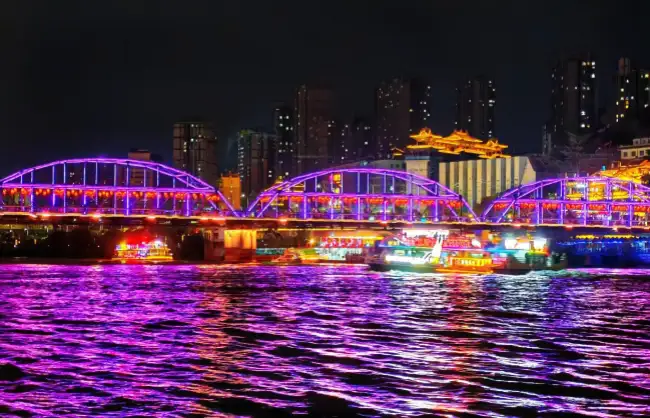 lanzhou zhongshan bridge night view
