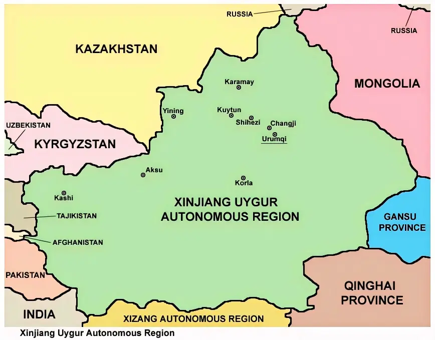 Xinjiang_map - China Xian Tour: Private & Tailor-Made China Tours Xinjiang map