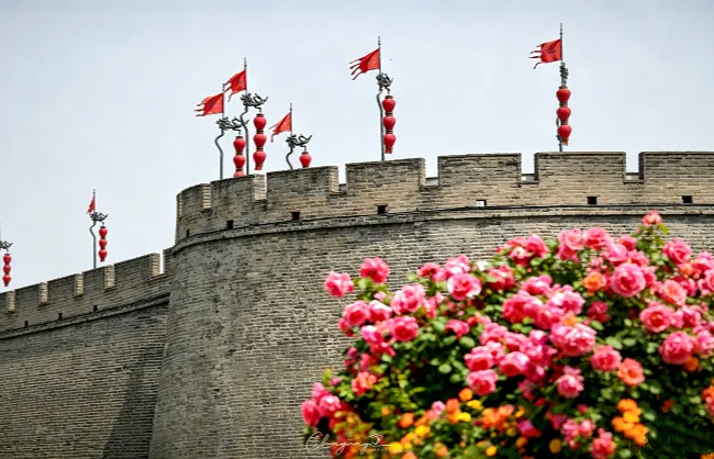 xian-city-wall-flowers-in-april | China Xian Tour: Private & Tailor-Made China Tours Xi'an City Wall flowers in April