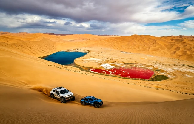 badain-jaran-desert-twin-lakes | China Xian Tour: Private & Tailor-Made China Tours Twin lakes in Badain Jaran Desert