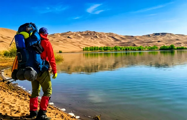 hiking-in-badain-jaran-desert | China Xian Tour: Private & Tailor-Made China Tours Hiking in Badain Jaran Desert