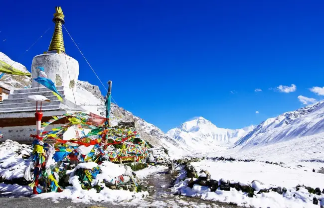 Rongbuk Monastery With Everest