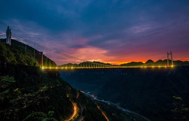 Night Scene of Aizhai Bridge Zhangjiajie