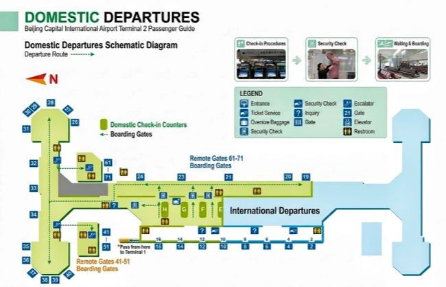 map-of-domestic-departure-procedure-in-t2 | China Xian Tour: Private & Tailor-Made China Tours Map of Domestic Departure Procedure in T2-Beijing Capital Airport