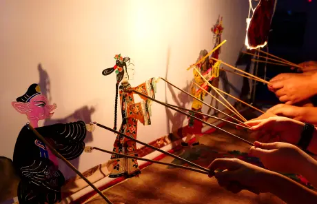 China family tours with shadow play learning