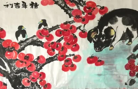 pig-in-chinese-painting - China Xian Tour: Private & Tailor-Made China Tours Pig in Chinese painting