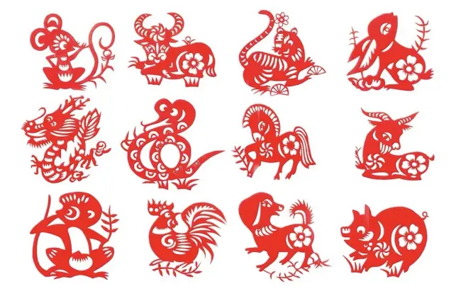 12 Chinese Zodiac Animals paper cutting