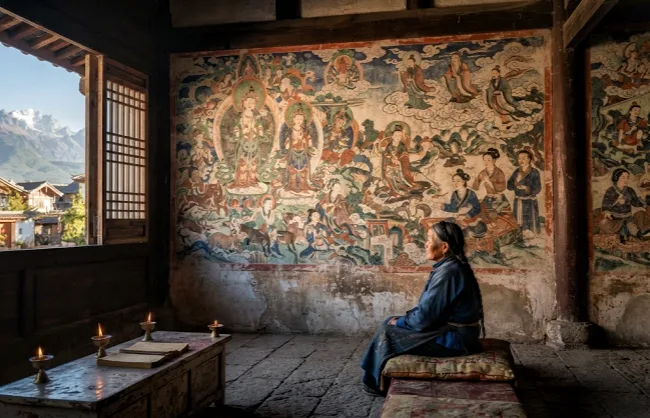 admire-murals-in-baisha-village | China Xian Tour: Private & Tailor-Made China Tours Admire murals in Baisha village