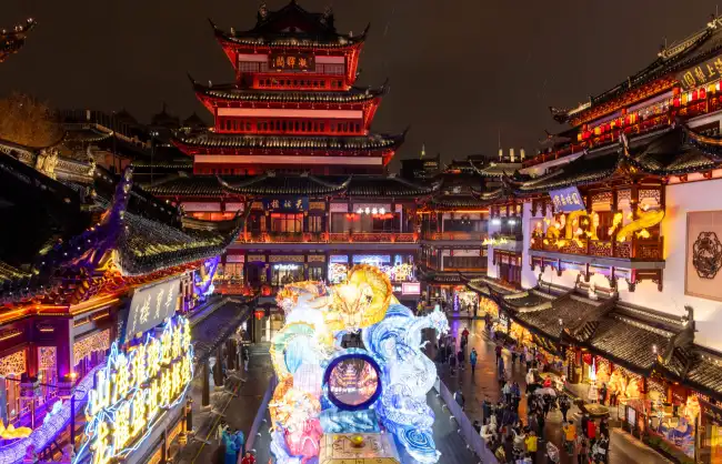 city-god-temple at night - China Xian Tour: Private & Tailor-Made China Tours Shanghai City God Temple at night
