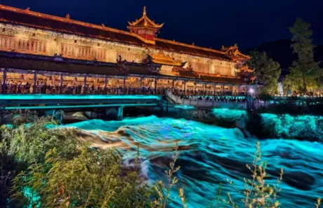 Dujiangyan Irrigation System at night - China Xian Tour: Private & Tailor-Made China Tours Dujiangyan Irrigation System at night
