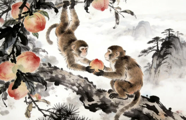 monkey-painting | China Xian Tour: Private & Tailor-Made China Tours Traditional Chinese Monkey Painting