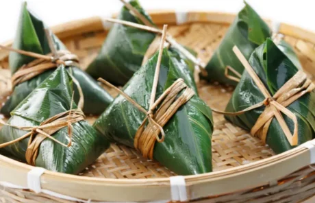 Eating Zongzi during Dragon Boat Festival