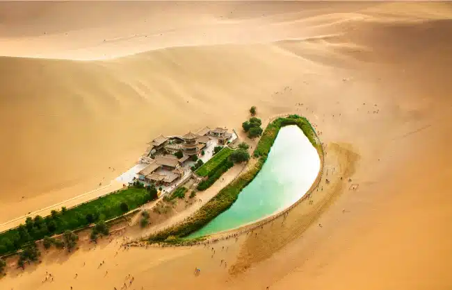 Crescent Lake Singing Sand Dunes - China Xian Tour: Private & Tailor-Made China Tours Crescent Lake Singing Sand Dunes