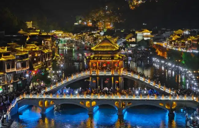 night-view-of-fenghuang-ancient-town | China Xian Tour: Private & Tailor-Made China Tours Night View of Fenghuang Ancient Town