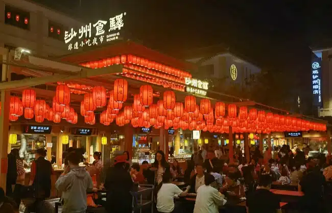 shazhou night market in dunhuang