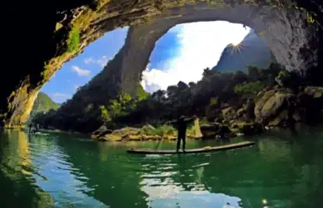 bamboo-raft-under-the-bridge - China Xian Tour: Private & Tailor-Made China Tours Bamboo raft under the bridge