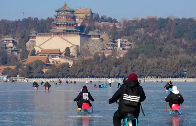 skating-on-kunming-lake - China Xian Tour: Private & Tailor-Made China Tours skating on kunming lake