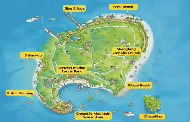 weizhou-island-scenic-area-map | China Xian Tour: Private & Tailor-Made China Tours Weizhou Island Scenic area map
