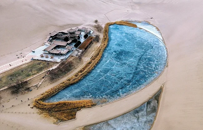 crescent spring with thin ice winter | China Xian Tour: Private & Tailor-Made China Tours crescent spring with thin ice winter