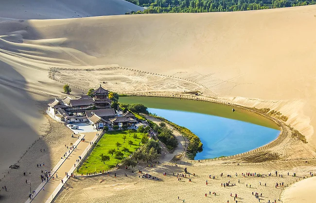 echoing sand mountain crescent moon spring | China Xian Tour: Private & Tailor-Made China Tours echoing sand mountain crescent moon spring