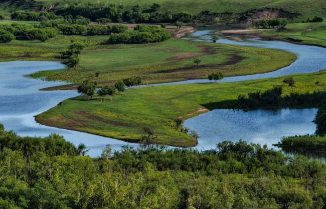 erguna | China Xian Tour: Private & Tailor-Made China Tours Summer Erguna River winding through grasslands