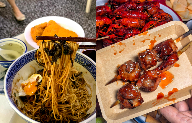 scallion-oil-noodles-and-sweet-sour-pork-ribs | China Xian Tour: Private & Tailor-Made China Tours Scallion oil noodles and sweet sour pork ribs at Shanghai night market