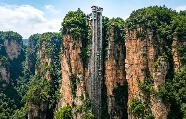 bailong-elevator | China Xian Tour: Private & Tailor-Made China Tours Take the Bailong Elevator to reach the mountaintop