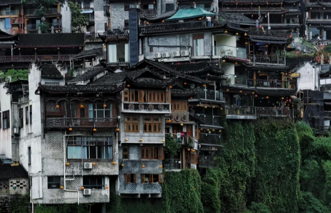 Traditional Tujia stilt houses in Furong Ancient Town, Hunan
