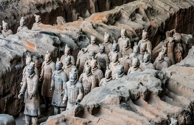 Each warrior's facial expression is different