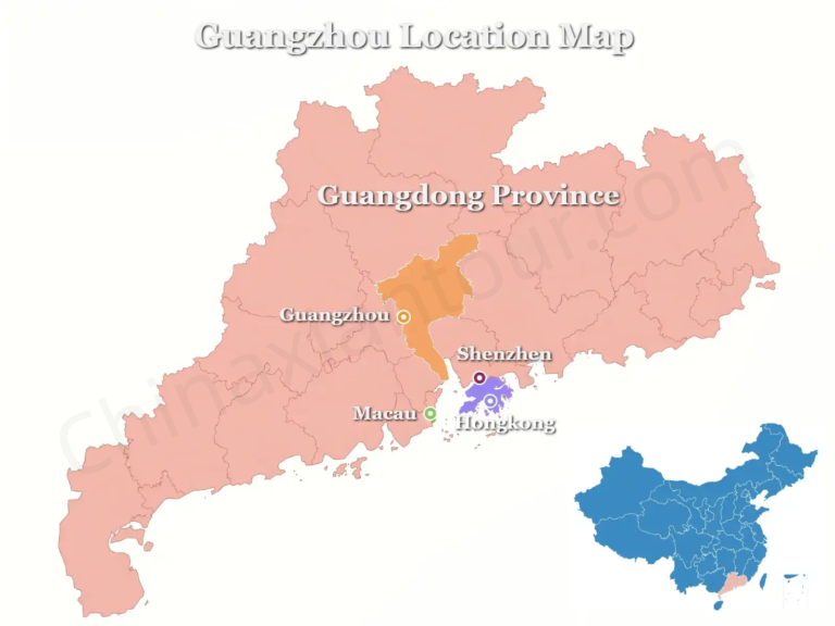 guangzhou-location-shown-on-a-guangdong-map | China Xian Tour: Private & Tailor-Made China Tours guangzhou-location-shown-on-a-guangdong-map