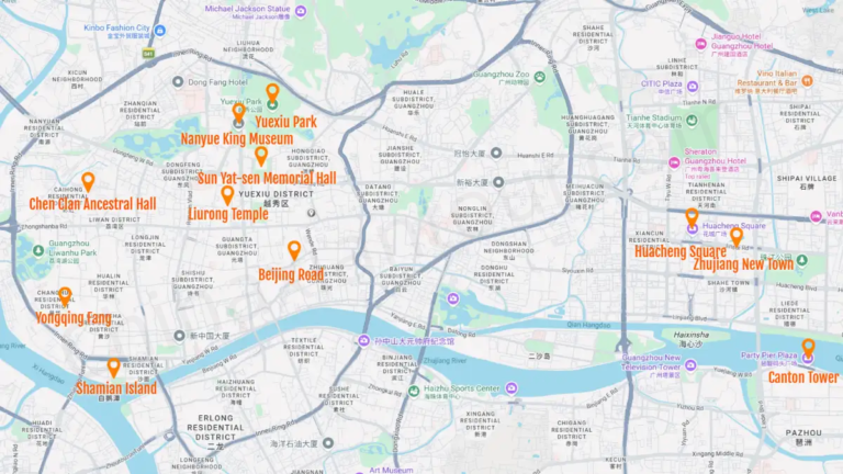 guangzhou-tourist-attraction-map | China Xian Tour: Private & Tailor-Made China Tours guangzhou-tourist-attraction-map