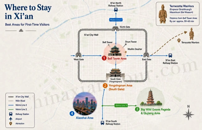 xian-accommodation-guide-map | China Xian Tour: Private & Tailor-Made China Tours Xi’an Accommodation Guide Map